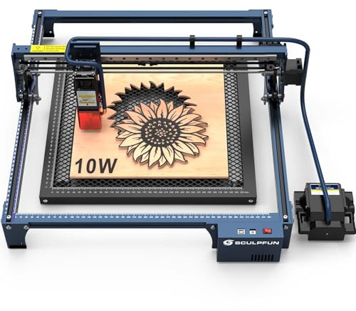 SCULPFUN S30 Pro 10W lasergravyrmaskin med 400 x 400 mm bikakeplattor, automatisk 30 l/min luftassisterad lasergravyrmaskin med utbytbar lins