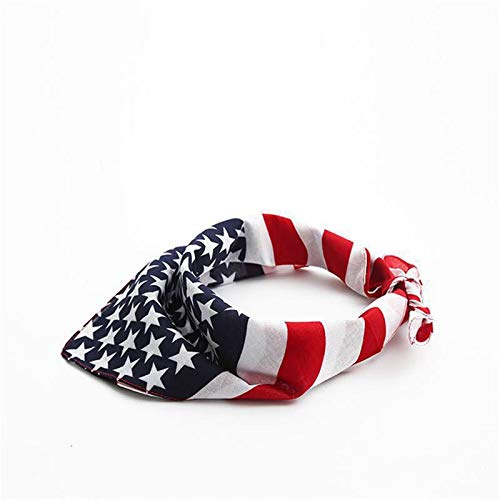 Hrlace Bandana carré pour chien Drapeau américain Bandanas pour animaux de compagnie Écharpe Étoiles et rayures Amovible Multifonction Bavoir pour animal de compagnie Foulard Accessoires Collier, 1