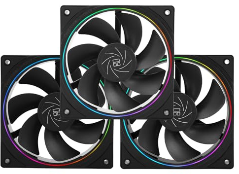 Thermalright TL-S12R X3 CPU Fan 120mm Reverse Fan Case Cooler Fan Comes with ARGB Lighting,CPU Cooling Fan with 1500RPM Speed,Black PC PWM Silent Computer Fan,Set of Fans