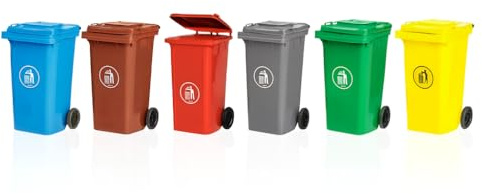 BURAKH Recycling Wheelie Bin Dustbin Rubbish Waste Trash Kitchen Home Office 100L 120L EN840 | Outdoor Rubbish Waste with Wheels | Recycling Food Dustbin (Yellow, 100L)