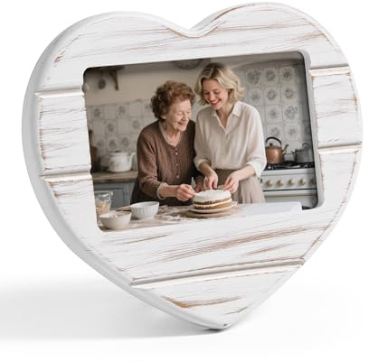 Afuly bildram 10 x 15 hjärta antik vit fotoram liten trä foto ram bordsram för vägg hängande dekoration display bröllop jul födelsedagar gåvor mormor mamma par familjer