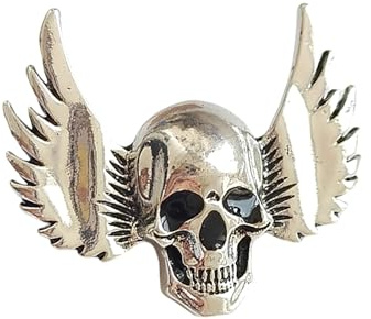 Broche vintage en forme de tête de mort en cristal - Ailes d'ange - Revers - Strass - Manteau - Costume - Jupe - Rivets - Insigne - Accessoires pour femmes et hommes, taille unique, Métal Strass