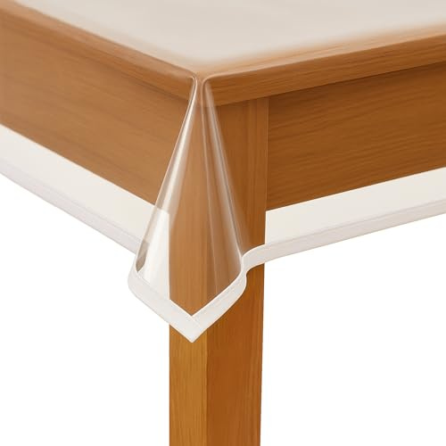 MORGICO Tovaglia Rettangolare Trasparente 140x240 cm, Impermeabile Antimacchia, Plastificata e Antiscivolo, Perfetta per Cucina, Giardino o Cathering Eventi (140x240 Trasparente)