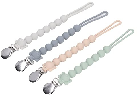 ZAICOLER PACIFIER Clamp/Holder, 4st Silicone PACIFIER CLIPS Fast Klämma Mjuk Silikon -klipp HOLDER NEWBorn Safe Baby Essentials