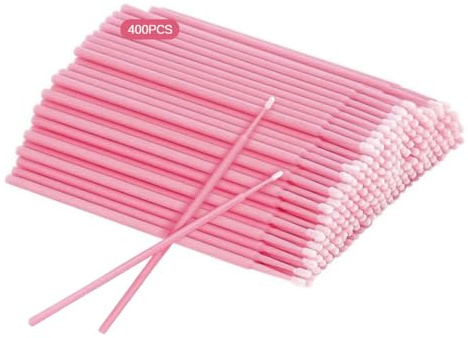 SanKristo 400 pezzi Micro spazzole Ciglia Mascara monouso con micro spazzola rosa Laminazione sopracciglia Pulizia ciglia applicatori a punta lunga palpebre Setole Uso professionale Cura domestica