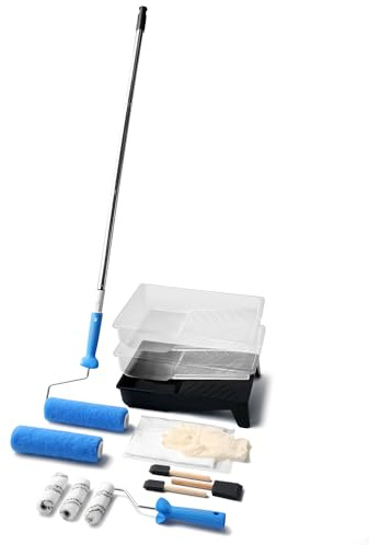 Voomey Paint Roller Set, 16 PC Paint Roller and Trays Sets, 9 Inch Paint Roller Set mit Verlängerungsstange, 4 Inch Microfaser Roller Cover, Paint Roller Sets zum Malen von Walls und C