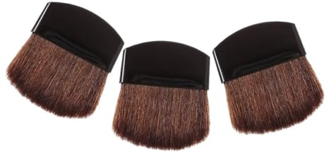 IWOWHERO 3 piezas Brochas Maquillaje Mini Portátil para Polvo Colorete y Base Líquida Pinceles Faciales Compactos para Retoques Viaje Herramienta Cosmética para Mujer