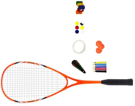 Guaber Raqueta De Squash con Marco Aleaciones Aluminio Profesional para Principiantes Paletas Entrenamiento con Agarre Ergonómico Squash Absorbente Golpes Duradera