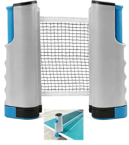 FunWorth Portable Table Tennis Net Set, Retractable Ping Pong Net for Any Table, Adjustable Clip-On Net for Ping Pong Table, Office Desk, Home Kitchen or Dining Table (Grey)