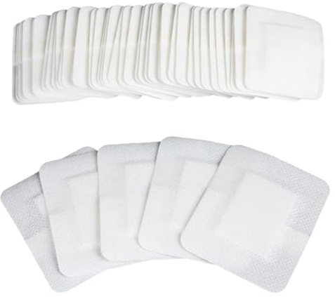 Apósitos para heridas, 50 Piezas, Unidades Apósitos Adhesivos Estériles para Heridas, autoadhesivos, apósitos impermeables, protegen contra cortes y arañazos, se retiran sin dolor, 6 x 7 cm
