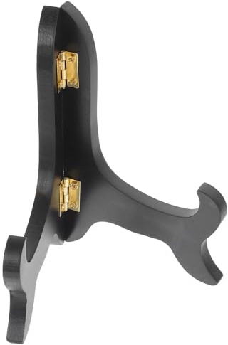 GLSTOY Espositore Piatti in Legno Nero, Supporto per Piatti Decorativo da Tavolo, Versatile e Salvaspazio per tè e Porcellana