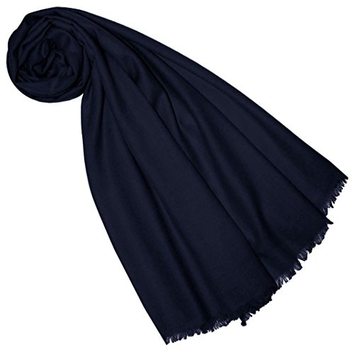 LORENZO CANA Pashmina Sciarpa da Donna 100% Cashmere, Blu Mare, 70 x 200 cm
