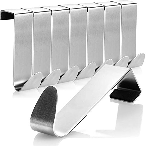 com-four® 8X Türhaken aus Edelstahl - Kleider-Haken mit Schaumstoff-Schutz - Garderobenhaken für Schranktür und Zimmertür - 7,5 cm (08 Stück - Silberfarben - gepolstert)