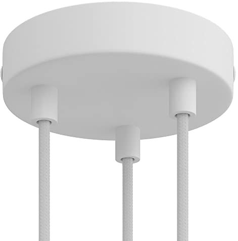 creative cables - Kit Rosace métallique cylindrique à 3 Trous - Cylindrique, Blanc Mat