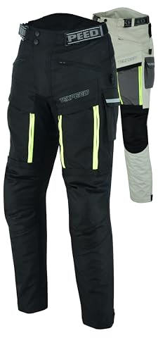 Texpeed pantaloni da moto uomo con protezioni - rinforzati per motociclismo - inverno invernale/Estate resistenti e impermeabili - Con armatura CE (EN 1621-1) - Nero - 5XL