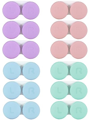Kmchilj 12Pcs Colorful Contact Lens Cases, Portable Travel Kit, Multi-Color