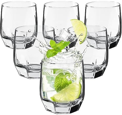 KADAX Verres à eau, 215 ml, en verre de qualité supérieure, universels, transparents, pour eau, jus, boissons, café ou whisky (Antje, 6 x 215 ml)
