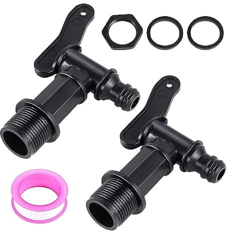 Confezione da 2 rubinetti di scarico per serbatoio d'acqua da 3/4 pollici in plastica rubinetto di ricambio per erogatore di acqua piovana rubinetto di ricambio per barili di pioggia accessori