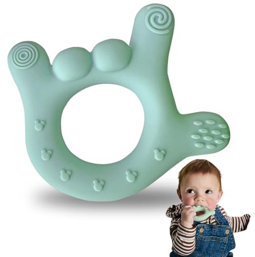 I Love You Silicone Hand Teether by Sawyer Bear Baby Gear, Teethers for Babies 3-6 Months, Soft Teething Toys 6-12 Months bpa Free, Massaging Teething Relief (Light Green)