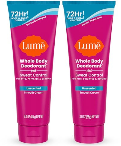 Lume Deodorante per tutto il corpo più controllo del sudore - Tubo di crema morbido - 72 ore controllo dell'odore e del sudore - senza bicarbonato di sodio, amante della pelle - 3,0 once (confezione