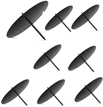 EACTEL Portavelas de metal para velas de Navidad, 8 unidades, con pincho, color negro