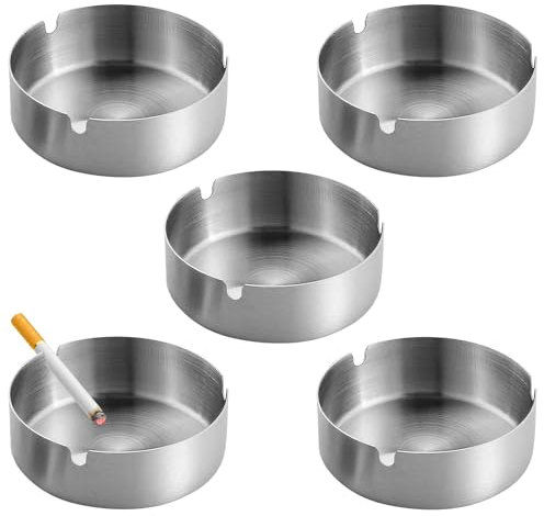 KJLEEN 5 Stück Aschenbecher Edelstahl 10cm Tischplatte Aschenbecher Windaschenbecher Moderne Tragbarer Für Draussen Und Innenraum