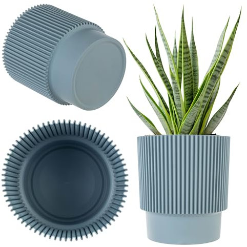 KADAX Vaso da fiori decorativo in plastica, rotondo, per interni ed esterni, moderno per piante da appartamento (verde menta, 18 cm)