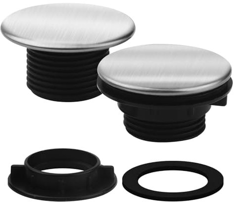 Cubierta para orificios de grifo para lavabo, 2 juegos, diámetro de 45 mm, diámetro de 27 x 10 mm, roseta de acero inoxidable con junta y tuerca, tapón para agujeros de grifo