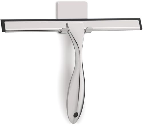 mymai Premium Duschabzieher Silikon Wasserabzieher für Glas, Fliesen, Spiegel, Böden 10 & 12 Zoll Edelstahl Rakel mit Ergonomischem Griff (10 Zoll)