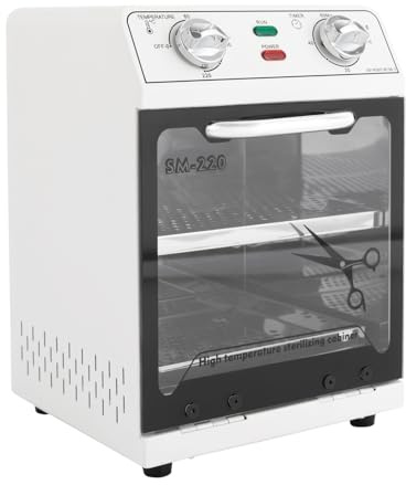 Stérilisateur autoclave de grande capacité de 8 l pour instruments - Désinfectant à haute température - Stérilisateur à chaleur sèche avec plateau - Pour manucure, dentaires et coiffures (blanc)