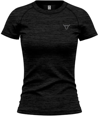 Women's Short Sleeve Quick Dry Fit Active T-Shirts Moisture Wicking Athletic Round Neck Gym Tee Exercise Yoga Ladies Tops (UK, Alpha, M, Regular, Regular, M.Black)
