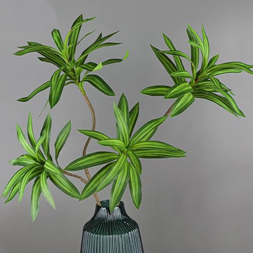 Evlasumflow 2pcs Artificial Cordyline 38 Long Stem Fake Dracaena Spider Plants for Tall Vase Bouquets Home Office Wedding Decor(Green)