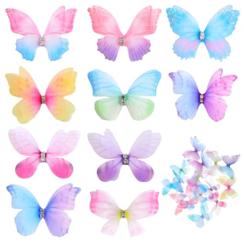 50 Pcs 3D Butterflies Butterfly Craft Decorations Fabric Butterfly Charms