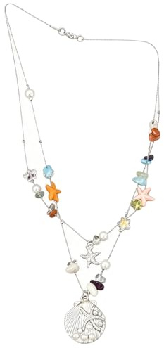 carotoe trendig geometrisk pärlstav sjöstjärnor snäcka hänge halsband perfekt för lager mode look festkläder halsband