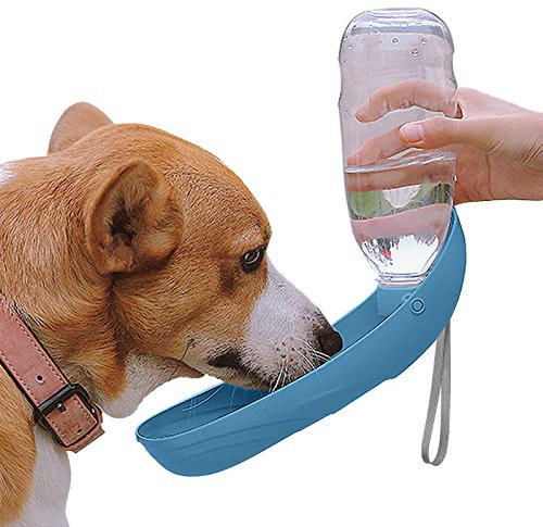 NAMSAN Hunde Trinkflasche 550ML Hunde Wasserflasche für Unterwegs Trinknapf für Katzen Leicht zu Tragen Faltbare Hundetrinkflasche für Outdoor-Aktivitäten - Blau