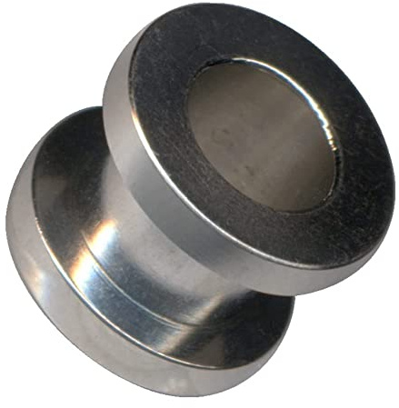 Flesh-tunnel 4 mm – 25 mm kirurgiskt stål 316 L rostfritt stål tunnel piercing öronplugg dubbel utsvängd skruvgänga strassten zirkonia kristall, 6mm, 316L kirurgiskt stål