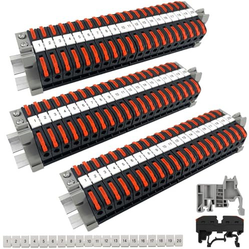 60 Stück Reihenklemmen Hutschiene, Verbindungsklemme, 0,08-4 mm² PCT-211 Durchgangsklemme Hutschiene, Klemmleiste Kit, Lüsterklemmen Steckbar, Klemmen Elektro für Schnelle und Sichere Verdrahtung