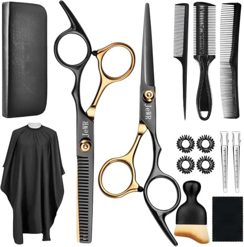 Hairdressing Scissors, 15 Pcs Thinning Scissors Kit, Professional Hairdressing Kit with Protective Case, Extra Sharp and Precise for Hair and Beard for Hairdresser/Hairdresser/Beard