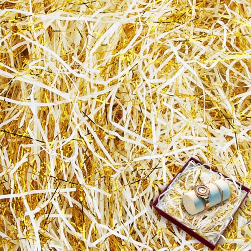 200g Carta Velina Tagliuzzata, dellyy Carta Tagliuzzata Regali, Carta Triturata, Paglietta per Cesti, Materiale Riempimento Scatole Regalo, Raffia Shred Carta Velina per Natale, Compleanno, Pasqua