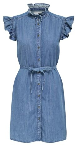 ONLY Onlshania Robe Courte en Jean pour Femme, Denim Bleu médium, XL