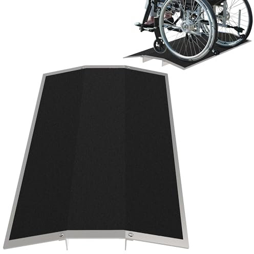 XARILK Rampa in alluminio per soglia a ponte, 70 cm di larghezza x 4 cm di altezza, con supporti staccabili, 300 kg, resistente, con superficie antiscivolo, per sedie a rotelle, porte, vialetti