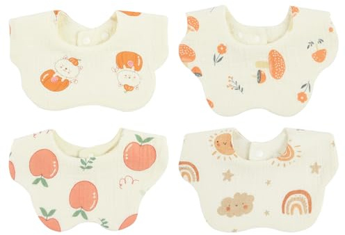 VicloonBaby 6 Layer Cotton Wave Muslin Drool Bibs, 360° Rotating Neck, Flower Cotton Dribble Bibs for Newborns and Toddlers