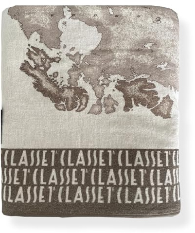 Alviero Martiini 1e classe Home Collection Serviette de plage en éponge de coton 90 x 180 cm Art. Geo Map Safari 420 g/m²