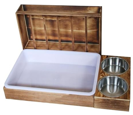 Bunny Heu-Futterstation – Heu-Futterstation mit Katzentoilette und Schüsseln | Multifunktionaler Hasenfutter-Grasspender für Haustier, Hamster, Kleintiere, Chinchilla