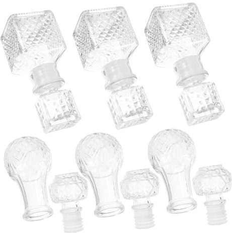 Veemoon 6 pièces Distributeur de Vin Élégant avec Carafes Transparent pour Whisky et Liqueur Bouteilles pour Bar à Domicile et Événements Festifs