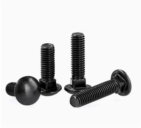 Pack Of 10 M5 x 60mm Black Stainless Steel Cup Square Carriage Bolts, Coach Screws with Dome Mushroom Heads. Durable, Corrosion-Resistant Fasteners For Wood, Metal, And Masonry Applications