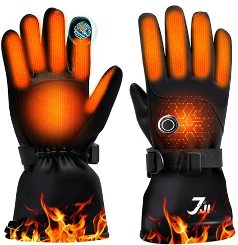 7JI Guantes Calefactables, 7,4 V x 3000 mAh Tipo C, Guantes Recargables Hombre Y Mujer, 3 Temperaturas Ajustables, para Actividades al Aire Libre en Invierno, como Motociclismo, Ciclismo y Esquí L
