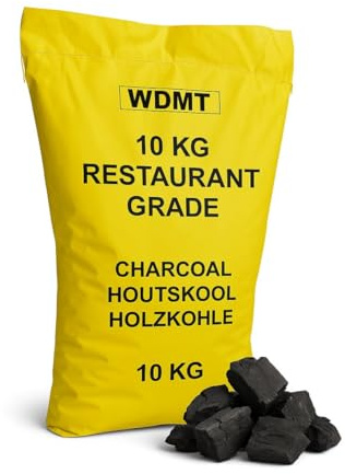 Charbon de bois de qualité restaurant 10 kg – Charbon de bois 100 % naturel pour barbecue, Kamado, fumoir, barbecue – Longue durée de combustion et chaleur élevée