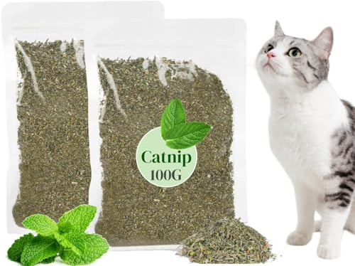 ZLXFT Kattmynta med påfyllningsbar påse, 2 st torkad kattmynta, naturlig kattmynta blandning, naturlig kattmynta, kattgräs, för kattlekar, kattträning och nya kattmyntleksaker