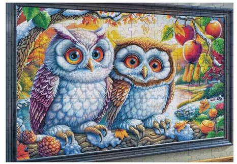 Búho en Marco Puzzle 300 Piezas Animal Pet Accompany Rompecabezas Familiar para Adultos Aliviar Estrés Decoración De Pared Moderna 300 PCS